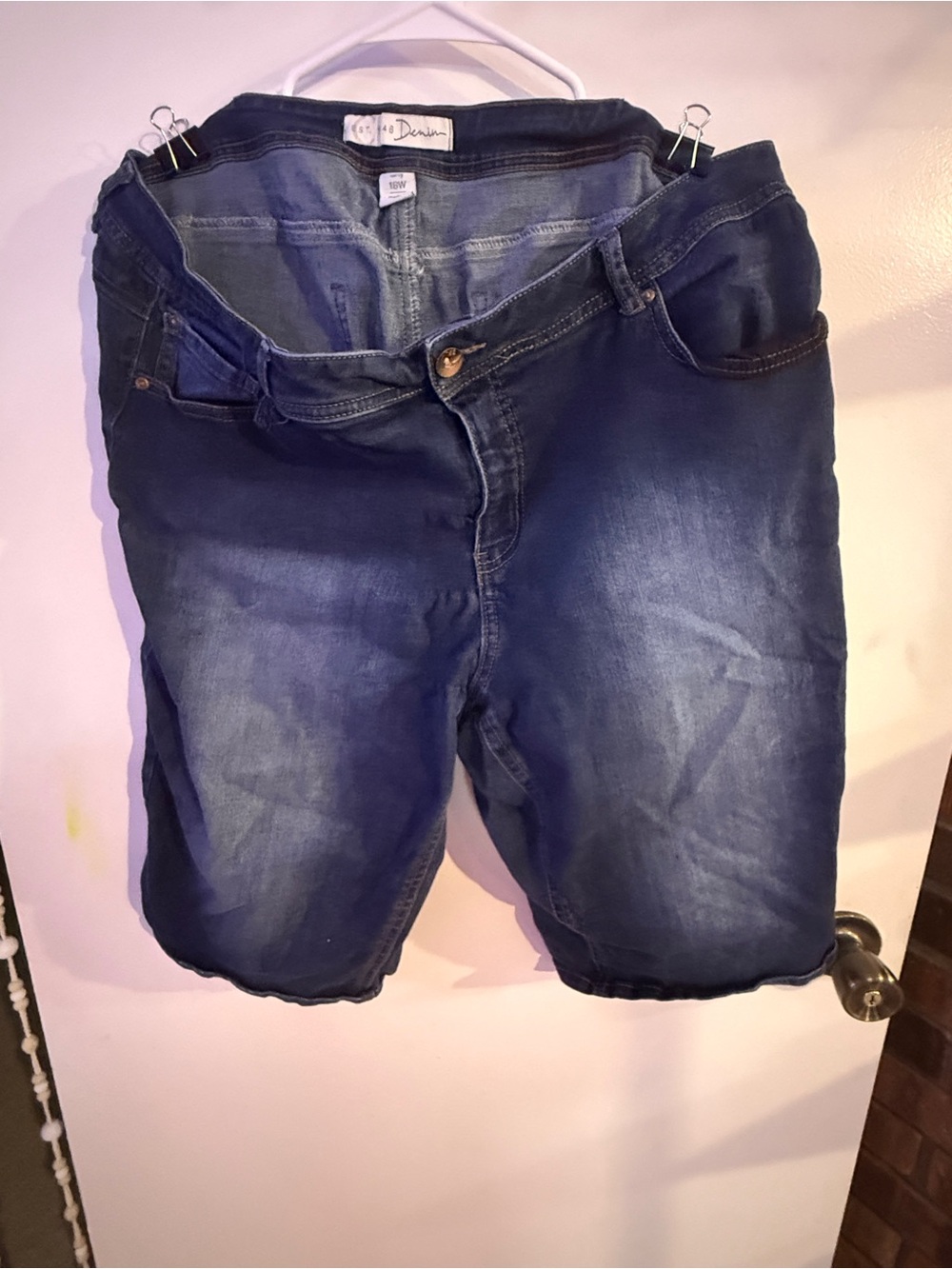 Women’s Dark Blue Washed Denim Jeans Shorts